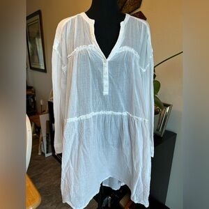 Sundance Charlene Cotton Crinkle White High Low Tunic Size XL